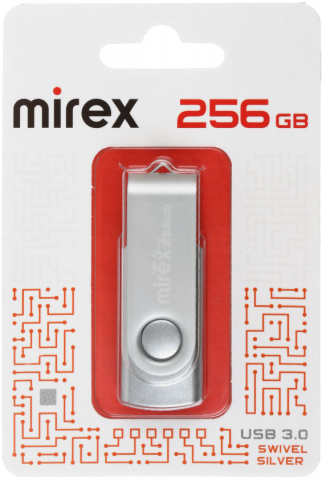 Флеш-накопитель Mirex Swivel (3.0), 256 Gb, корпус серебристый