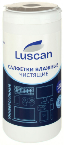 Салфетки чистящие для экранов и пластика Luscan, 100 шт., в тубе