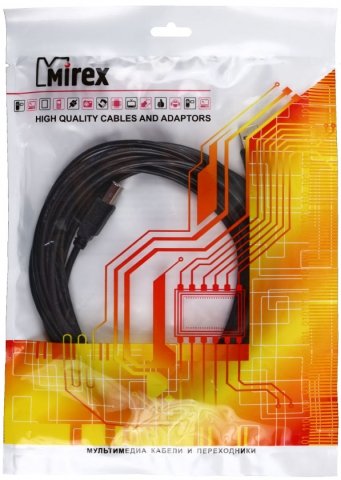 Кабель Mirex USB 2.0 AM-BM, 5 м, черный