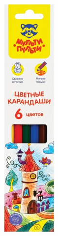 Карандаши цветные «Невероятные приключения» 6 цветов, длина 177 мм