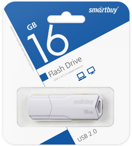 Флэш-накопитель SmartBuy Clue (2.0) 16 Gb, корпус белый