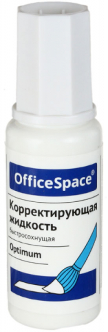 Корректирующая жидкость OfficeSpace Optimum, 15 мл, на основе растворителя, с кисточкой