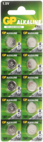 Батарейки щелочные дисковые GP Cell Alkaline LR54 (G10, LR1130, 189F), 1.5V, 10 шт.