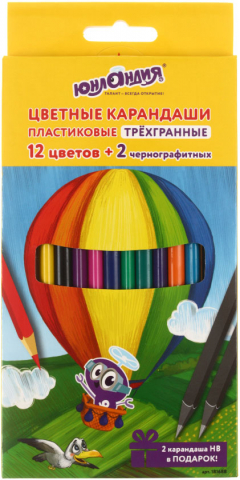 Карандаши цветные «Юнландия. Воздушный шар», 12 цветов, длина 175 мм