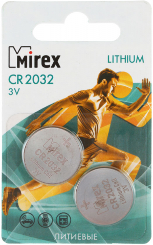 Батарейки литиевые дисковые Mirex, CR2032, 3V, 2 шт.