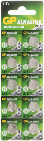 Батарейки щелочные дисковые GP Cell Alkaline LR44 (V13GA), 1.5V, 10 шт.