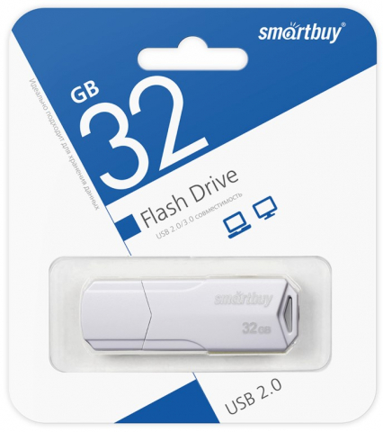 Флэш-накопитель SmartBuy Clue (2.0), 32 Gb, корпус белый