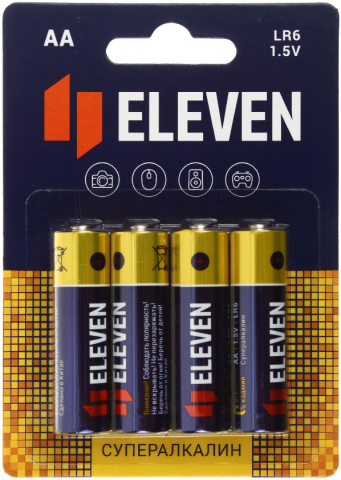 Батарейки щелочные Eleven Super AA, LR6, 1.5V, 4 шт.